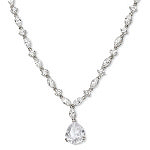 Sterling Silver Pear CZ Necklace